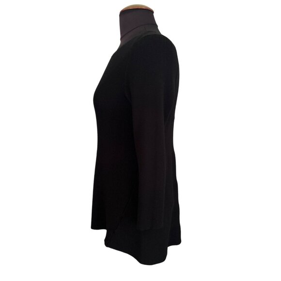 Cable & Gauge Petite Black Ribbed Sweater Top 3/4 Sleeve Women's Size PL - Picture 2 of 8